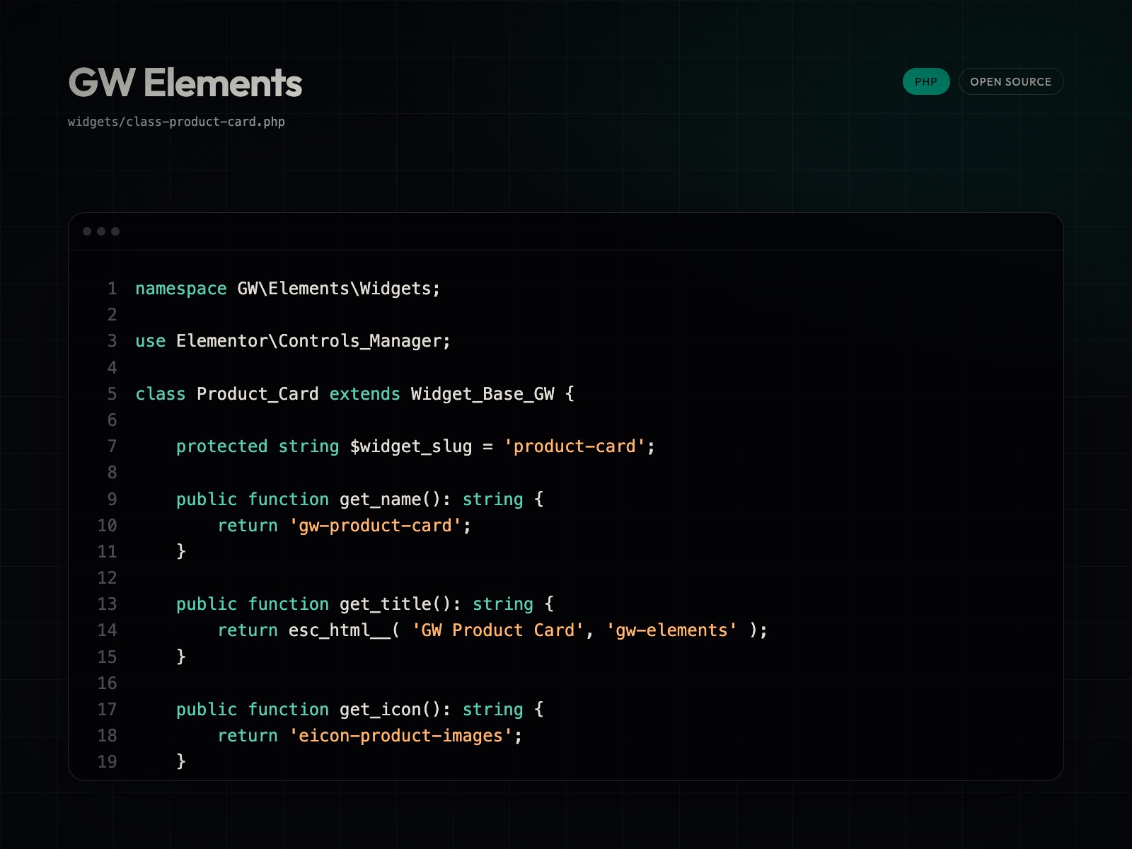 Source from GW Elements: product card widget