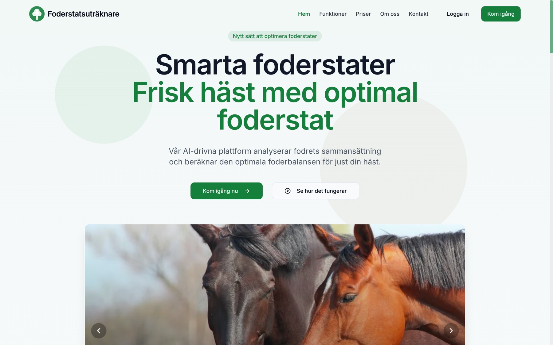 Landningssidan för Foderstatsuträknaren