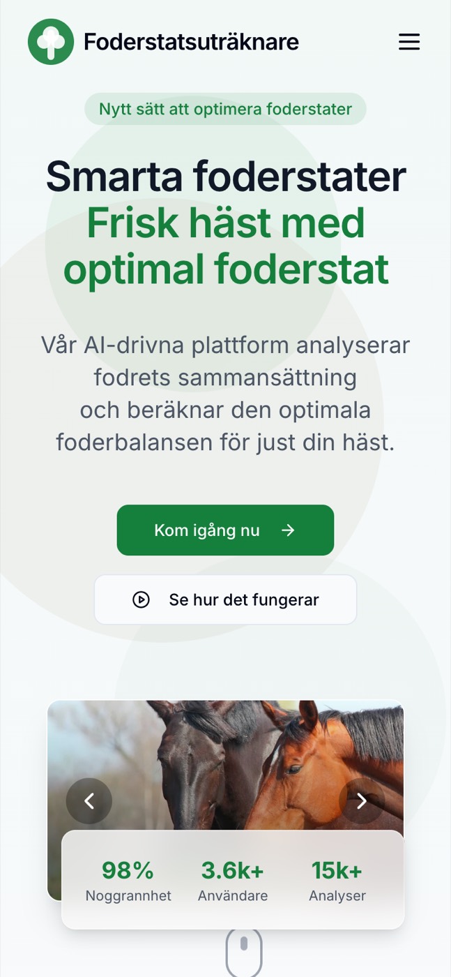 Landningssidan i mobil