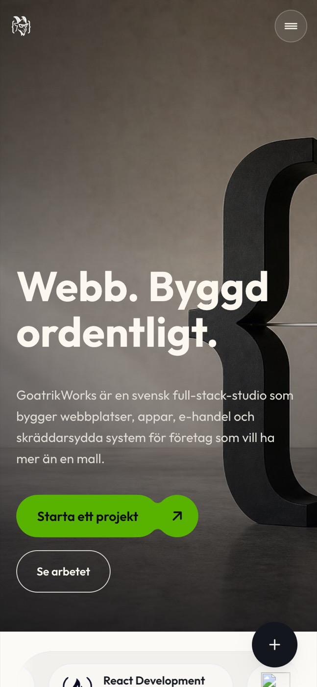 Home page on mobile